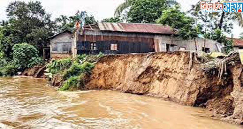 কোম্পানিগঞ্জে ধলাই নদী ভাঙনে নিঃস্ব হচ্ছে মানুষ