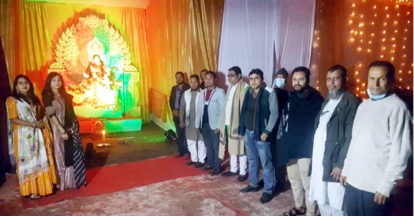 সিলেটে জাতীয় পার্টির পূজা মন্ডপ পরিদর্শন