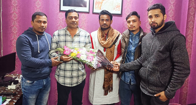 বিধান কুমার সাহার সাথে বেসরকারি বিশ্ববিদ্যালয় ছাত্রলীগের সহ সভাপতি রুবেলের সাক্ষাত
