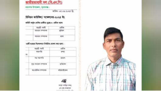 বিনা প্রতিদ্বন্দ্বিতায় সদর ইউনিয়ন বিএনপির সভাপতি নির্বাচিত হলেন বিপ্লব তালুকদার।