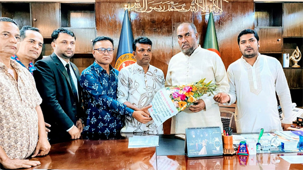 সিসিক প্রশাসক আব্দুল কাইয়ূম চৌধুরী সাথে পূজা উদযাপন ফ্রন্ট সিলেট জেলা ও মহানগর নেতৃবৃন্দের সাক্ষাৎ