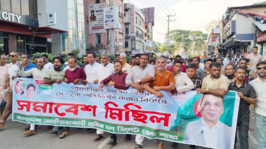 পরিকল্পিত অস্থিতিশীলতা ও নৈরাজ্যের প্রতিবাদে সিলেট জেলা শ্রমিক দলের সমাবেশ ও বিক্ষোভ মিছিল