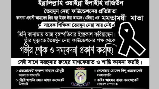 তৈয়মুন নেছা ফাউন্ডেশনের প্রতিষ্ঠাতা ইয়াহিয়া আহমদের  রত্নগর্ভা মাতা সাবেক শিক্ষিকা তৈয়মুন নেছা আর নেই